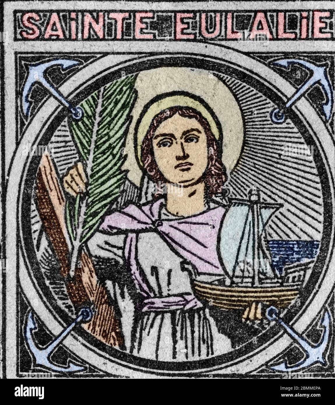 Image pieuse representation de la vierge et martyr Sainte Eulalie Devotionnal image