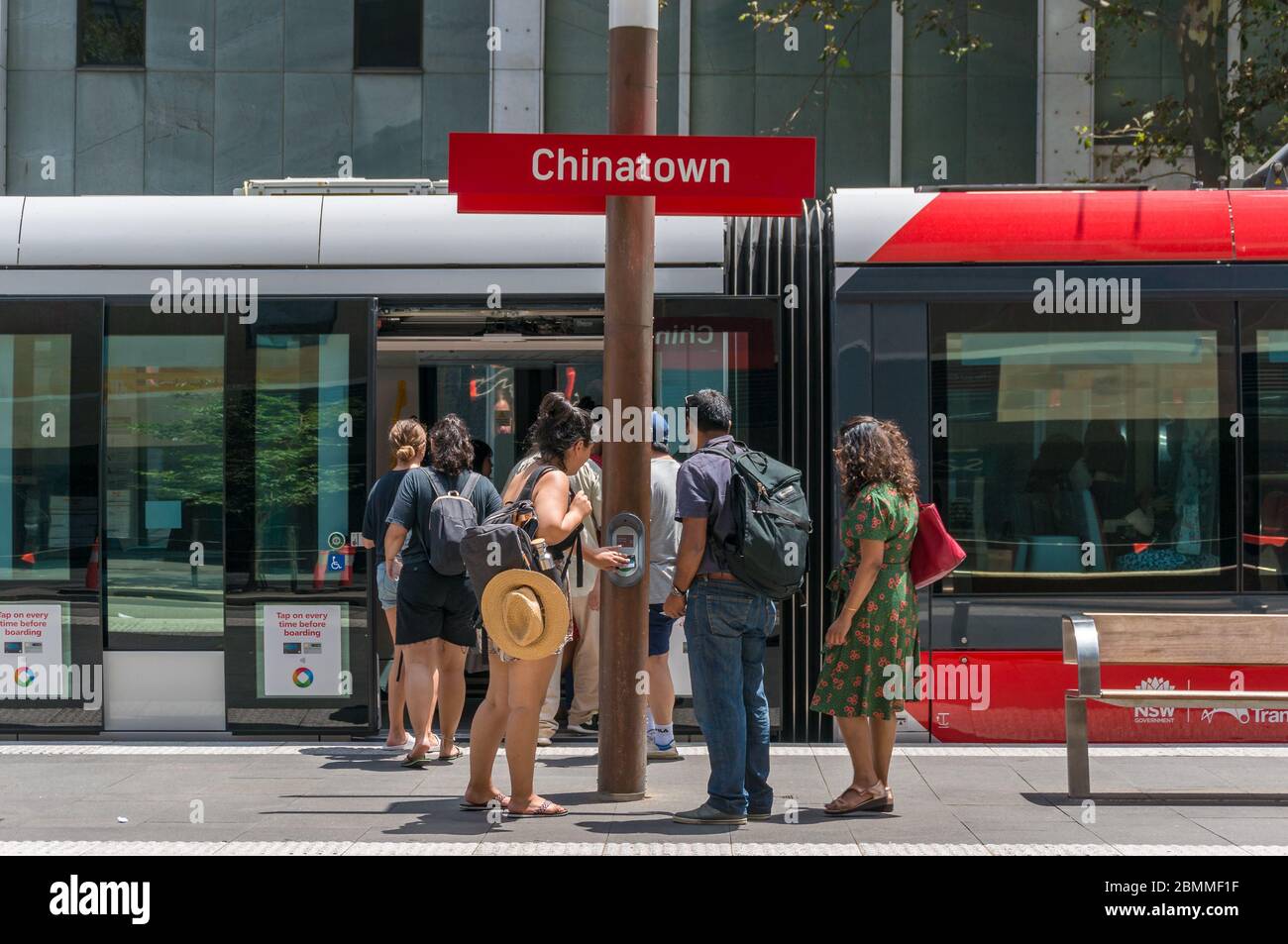Sydney, Australia January 26, 2020 People using Opal tap on tap off