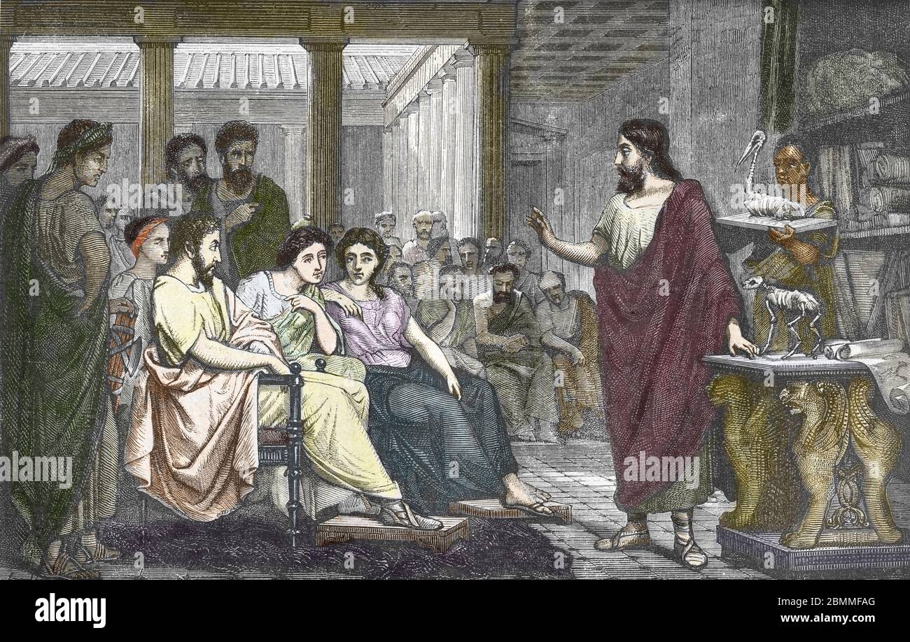 'Representation du medecin grec Claude Galien (129-201) tenant une conference d'anatomie a Rome dans le temple de la Paix, vers 162' (Galen of Pergamo Stock Photo