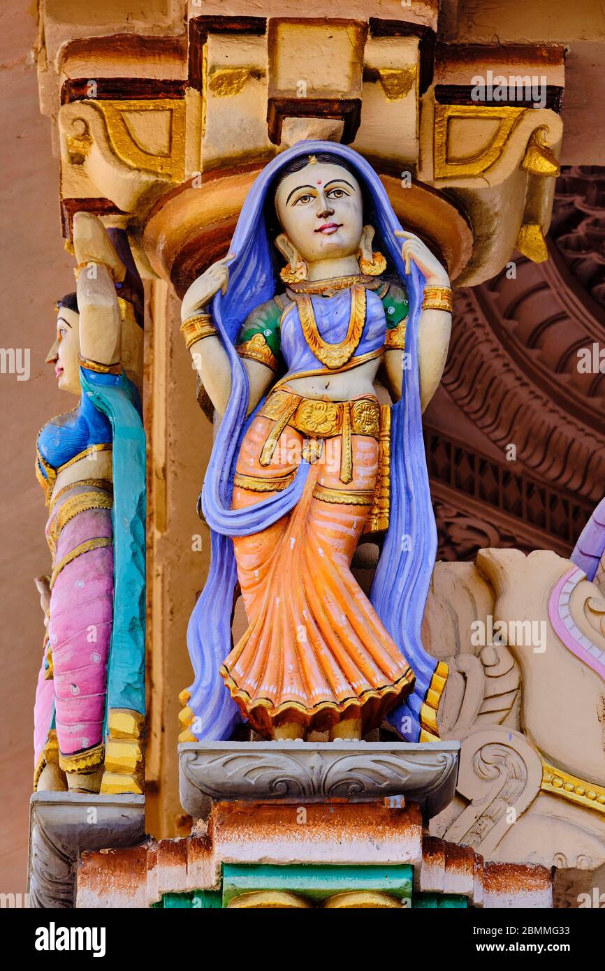 India, Gujarat, Ahmedabad, Unesco World Heritage city, Swaminarayan hindou temple, details of sculpture Stock Photo