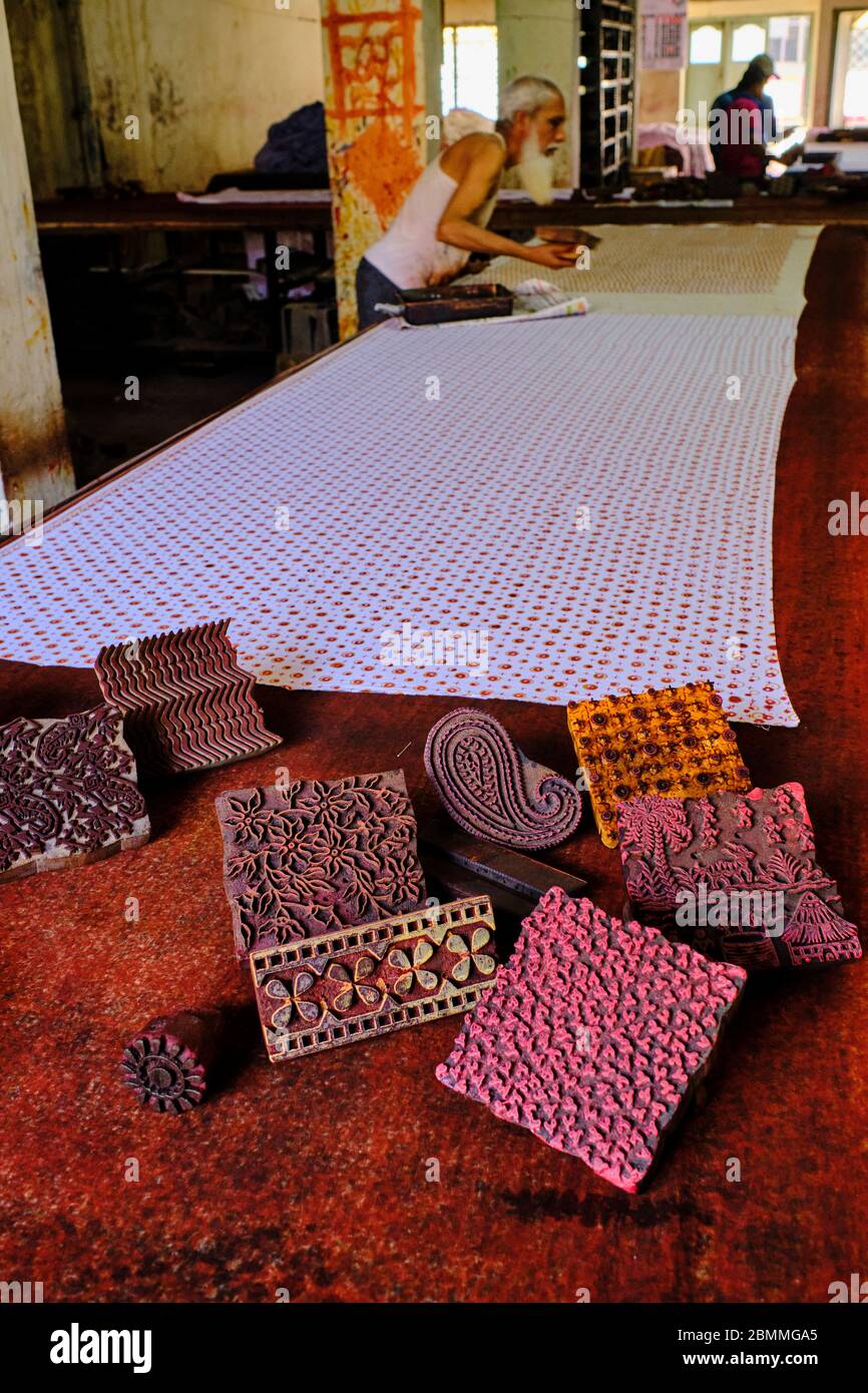India, Gujarat, Ahmedabad, Unesco World Heritage city, block printing