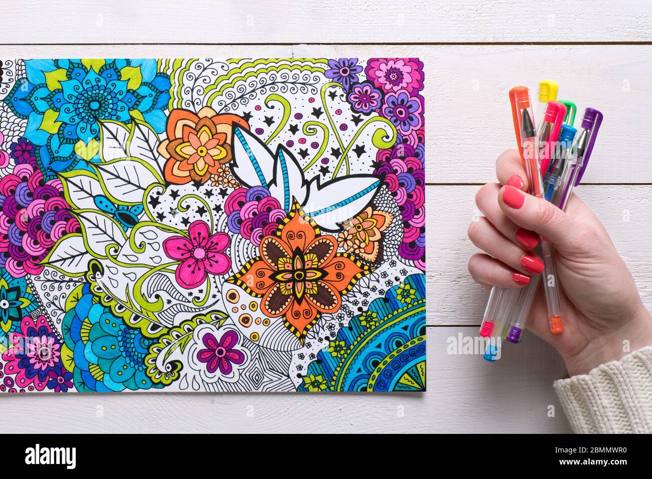  Stress Relieving Adult Coloring Book & Pencils - Zen