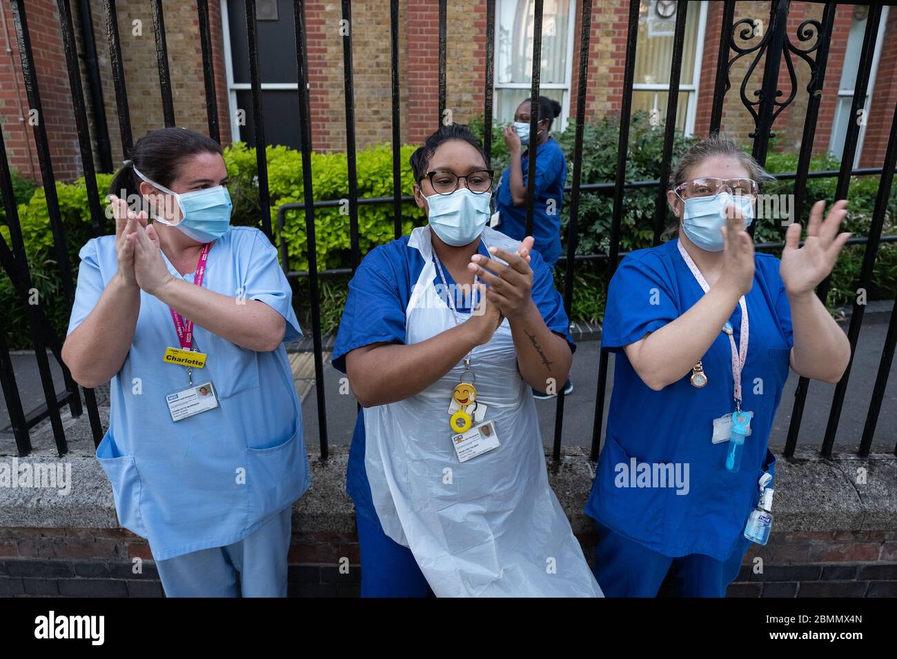 Coronavirus: ‘Clap For Our Carers’ outside NHS University Lewisham Hospital, London, UK. Stock Photo