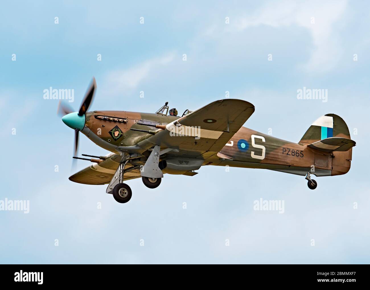 Hawker Hurricane Mk IIC PZ865 (Battle of Britain Memorial Flight) in her war time camouflage. Stock Photo