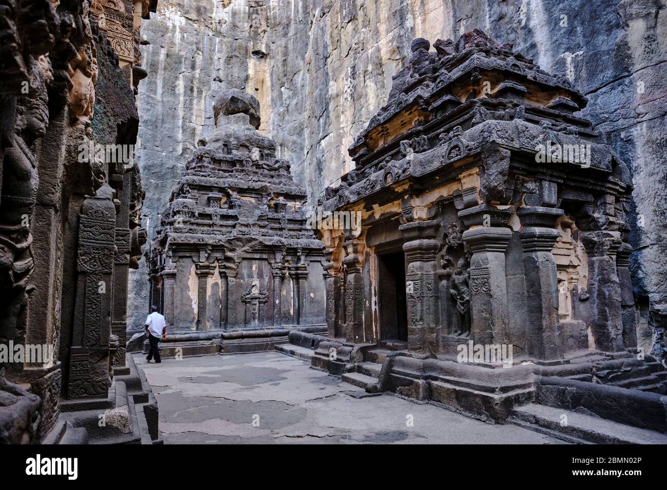 India, Maharashtra, Ellora cave temple, Unesco World Heritage, Kailash Temple, 8th century, cave N°16 Stock Photo