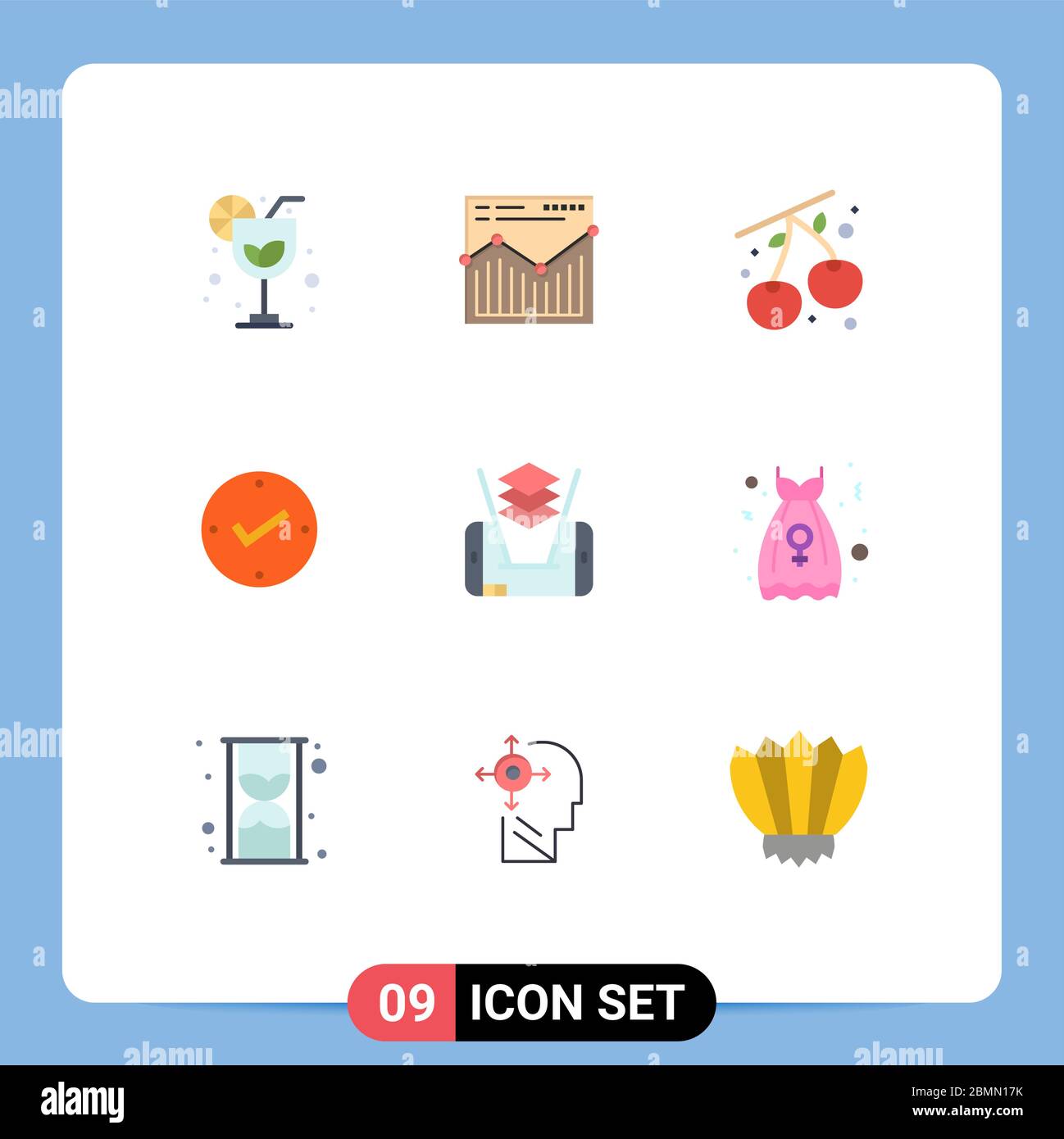 9 Creative Icons Modern Signs and Symbols of clothes, cell, cherry, mobile, approved Editable Vector Design Elements Stock Vector