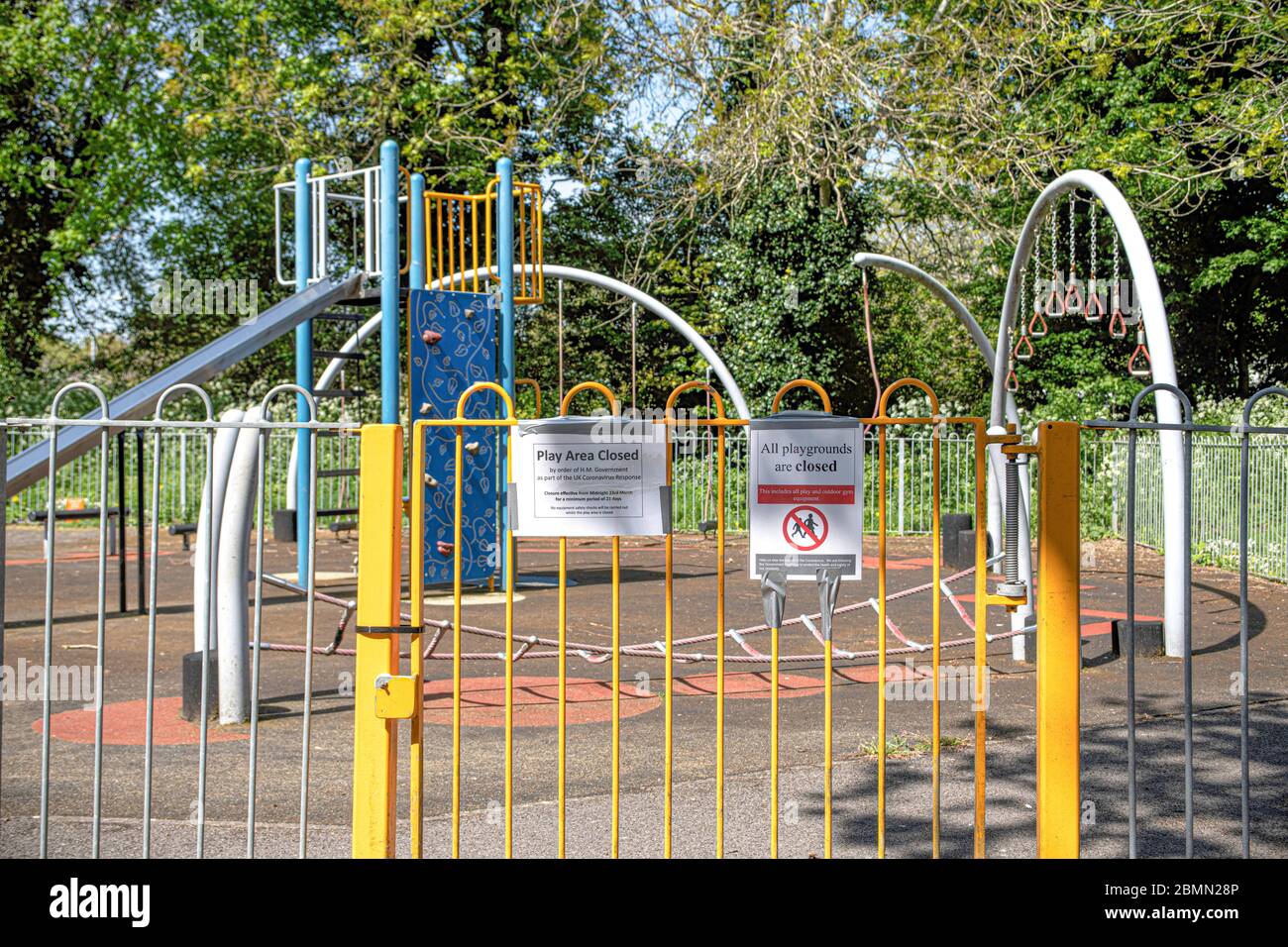 Schools and play parks will re-open after government phases in the opening of schools and parks May 2020 Stock Photo