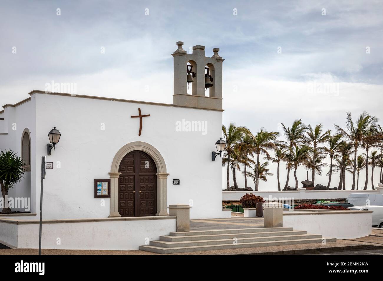 The Church of Nuestra Señora del Carmen, Playa Blanca in Southern Lanzarote, Canary Islands, Spain, España. Stock Photo