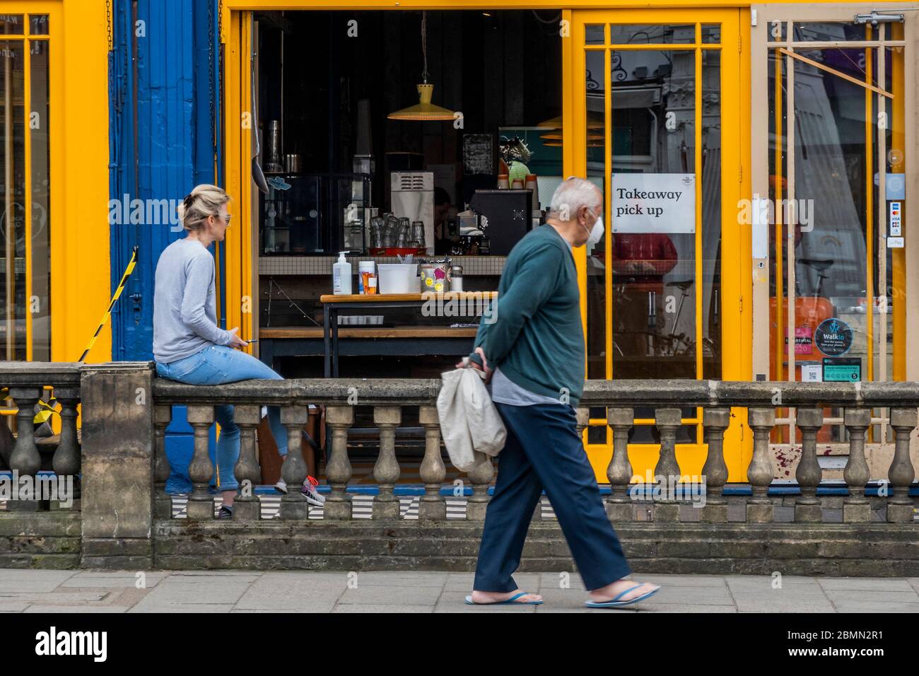 London, UK. 10th May, 2020. The Breakfast club is open for take-aways and deliveroo orders - The dilema facing the government on whether to ease has been pre-empted by some businesses which are now already open, in a limited sense. The day of the Governments 'big' announcement on the possible easing of restrictions. The 'lockdown' continues for the Coronavirus (Covid 19) outbreak in London. Credit: Guy Bell/Alamy Live News Stock Photo