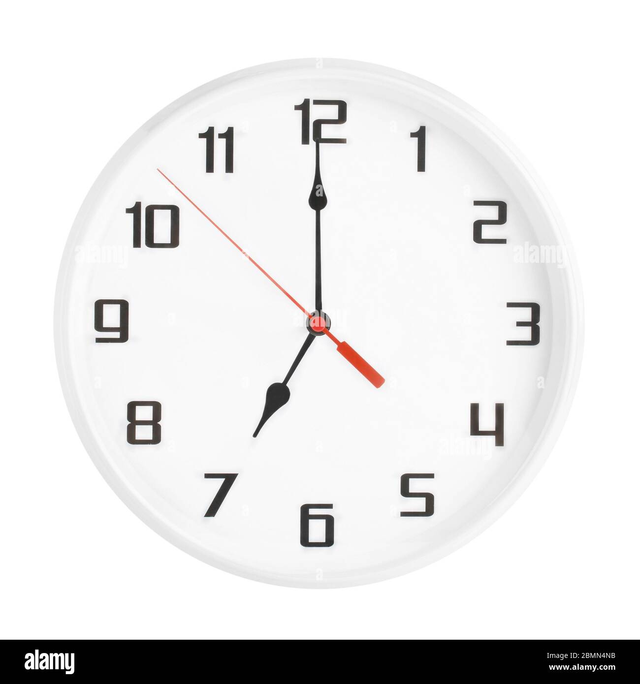 White clock isolated on white background. 7 p.m. or 7 a.m Stock Photo -  Alamy