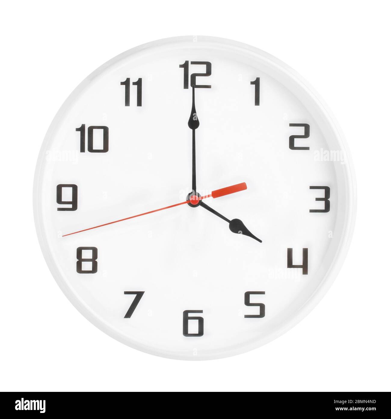 White clock isolated on white background. 4 p.m. or 4 a.m Stock Photo Alamy