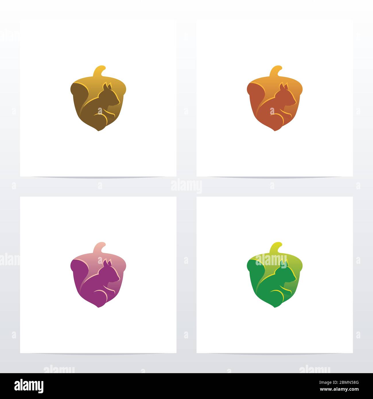 Squirell And Acorn Logo Design Stock Vector