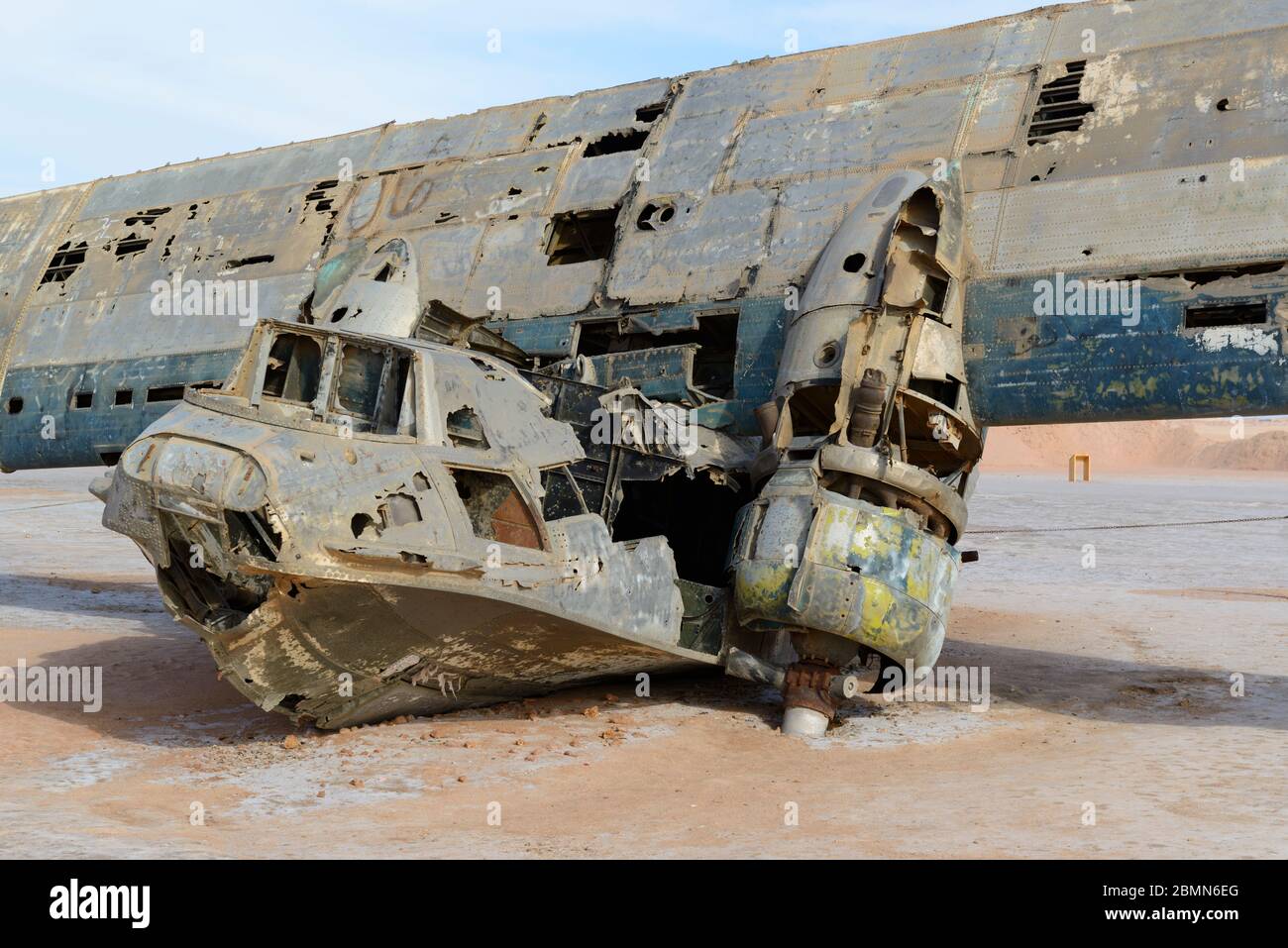 Wreck of a Catalina flying boat on the beach of Ras Alsheikh Hamid. Tabuk Region, Saudi Arabia Stock Photo