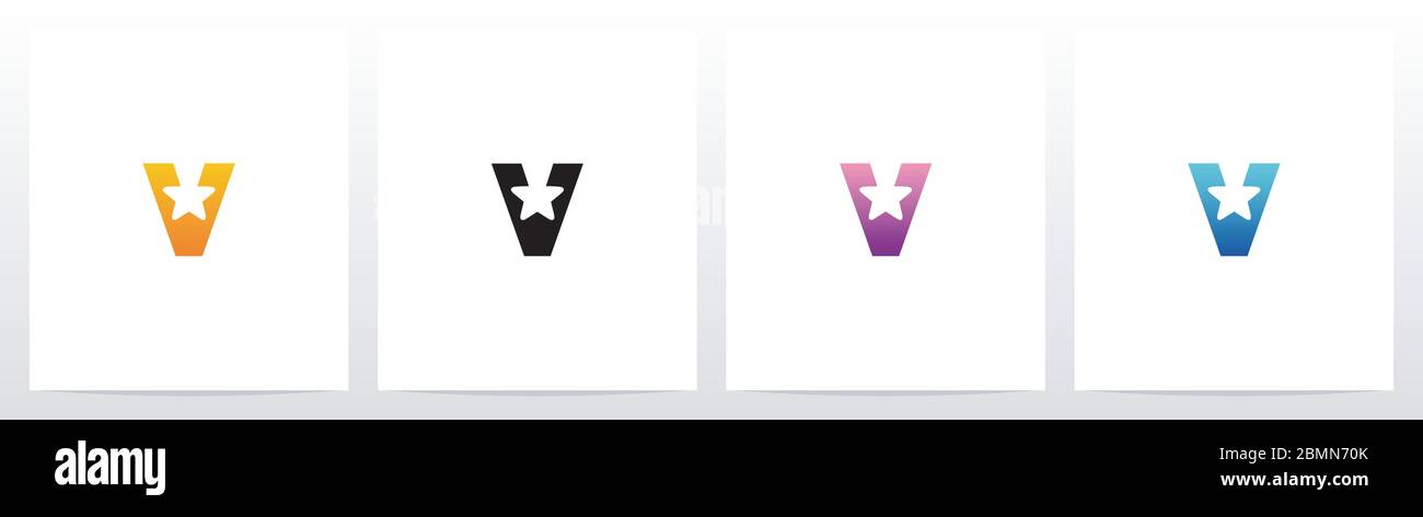 Star On Letter Logo Design V Stock Vector