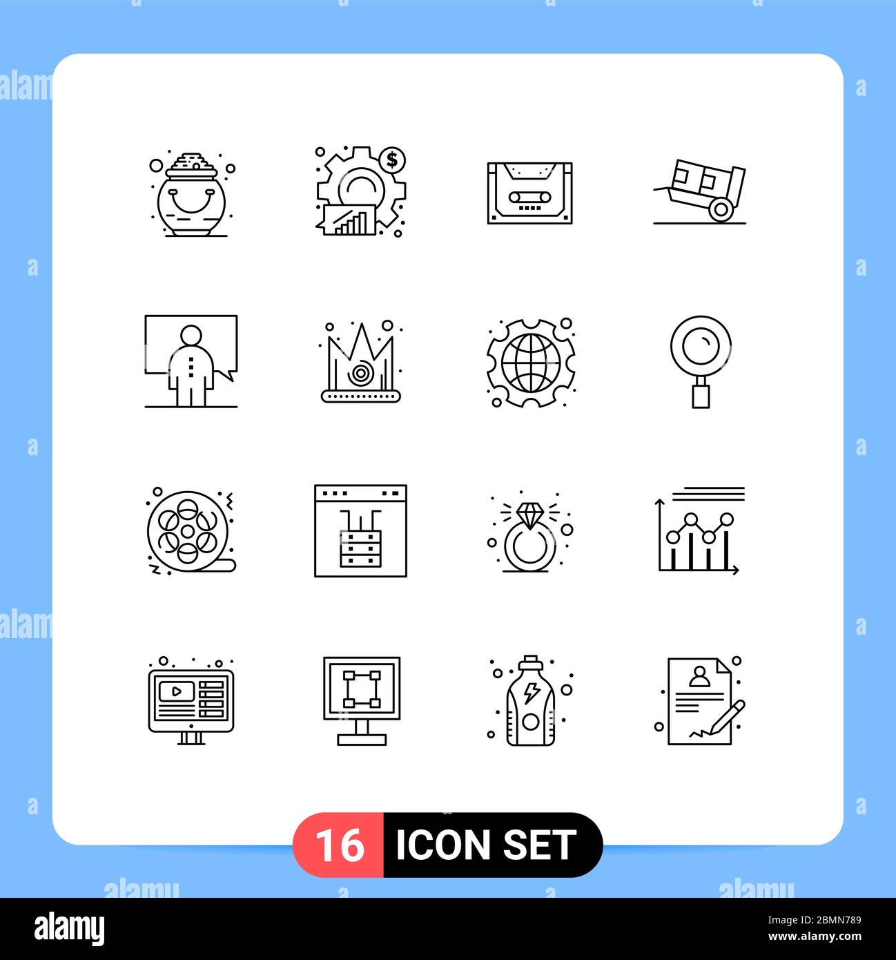 Stock Vector Icon Pack of 16 Line Signs and Symbols for logistic