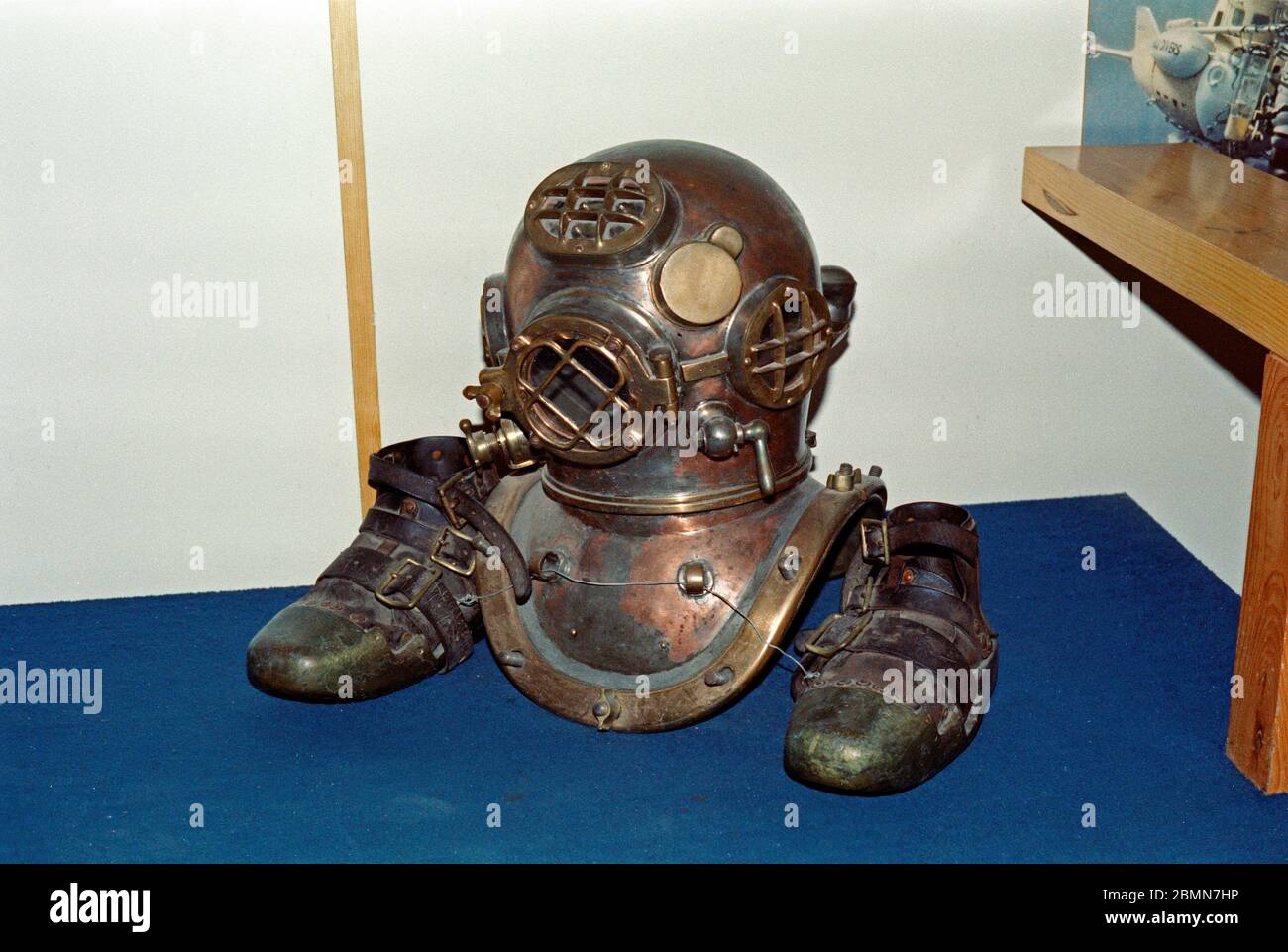 diving helmet, Navy Museum, February 05, 1982, Lisbon, Portugal Stock Photo