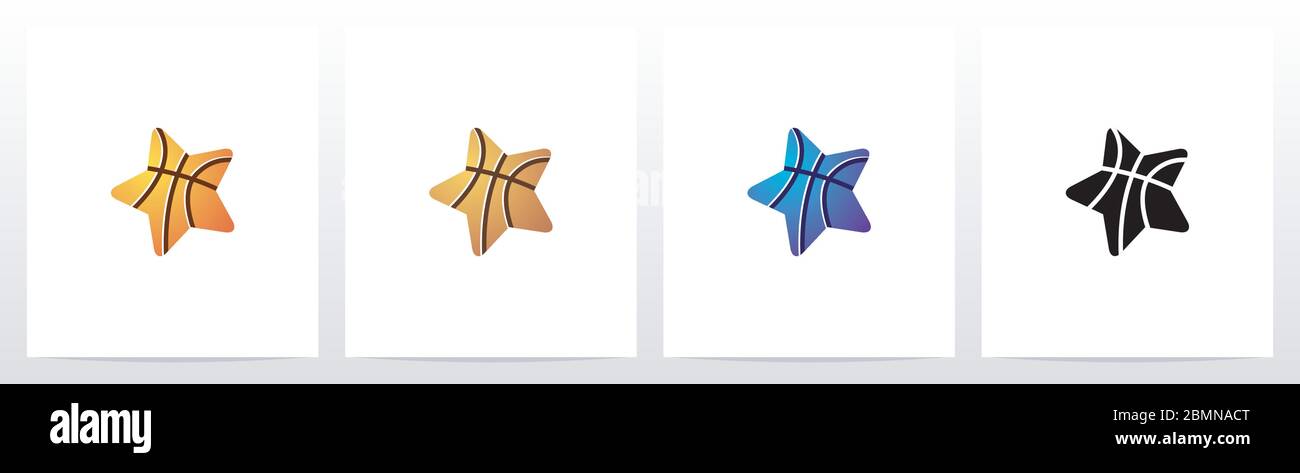 Star With Basketball Skin Logo Design Stock Vector
