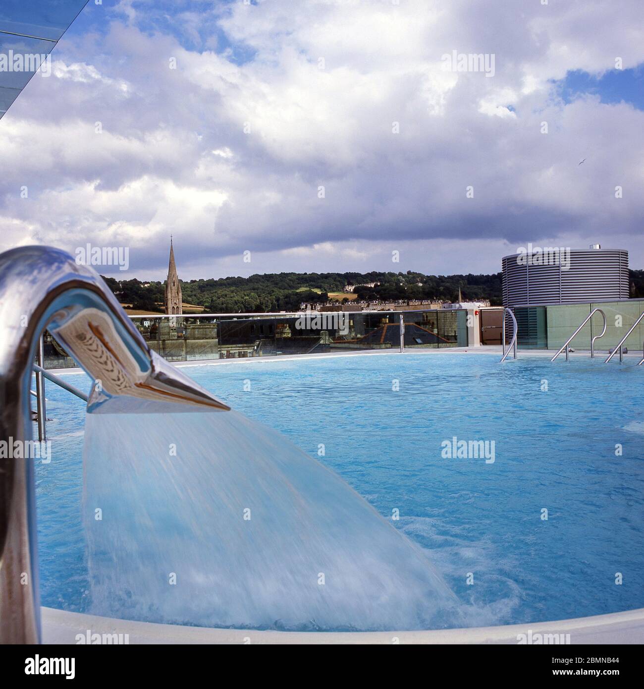 Main open air roof bath at Bath Spa Thermae Stock Photo