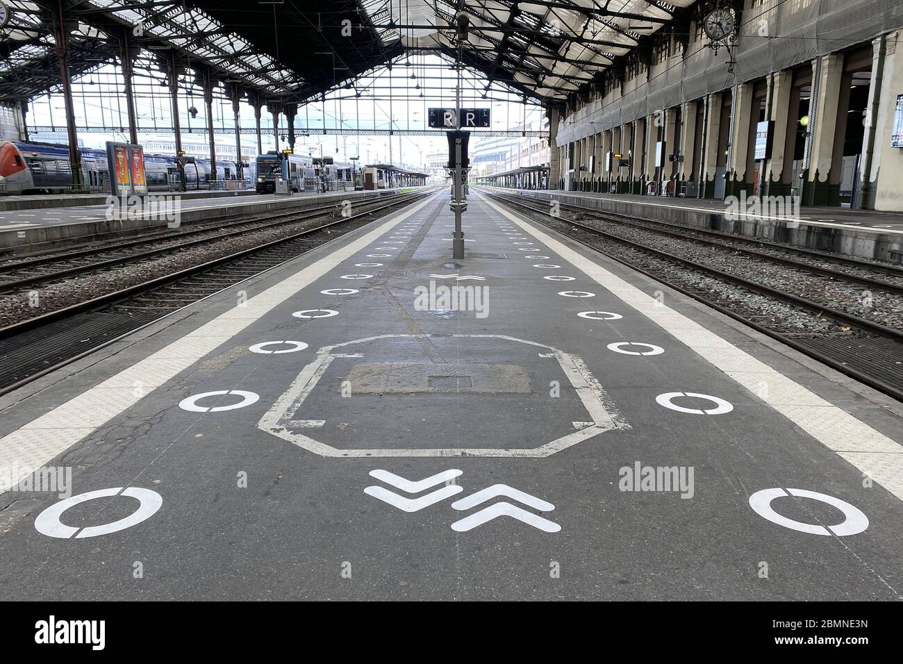 Paris France 10th May Distance Point For Train Passengers At Gare De Lyon Station The