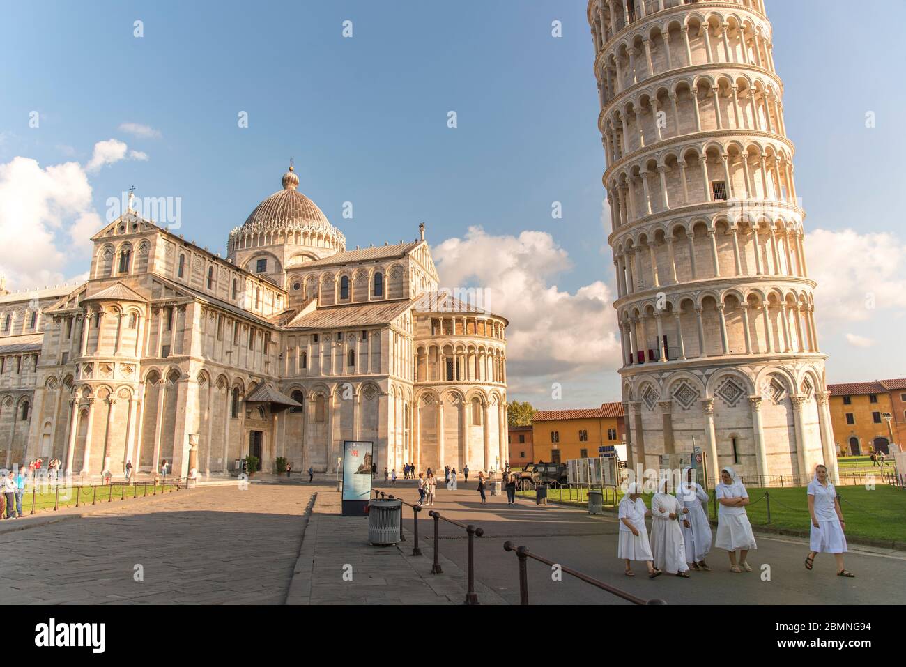 Nuns at the Leaning Tower of Pisa, Piazza dei Miracoli, the Field of Miracles, Pisa, Tuscany, Italy Stock Photo