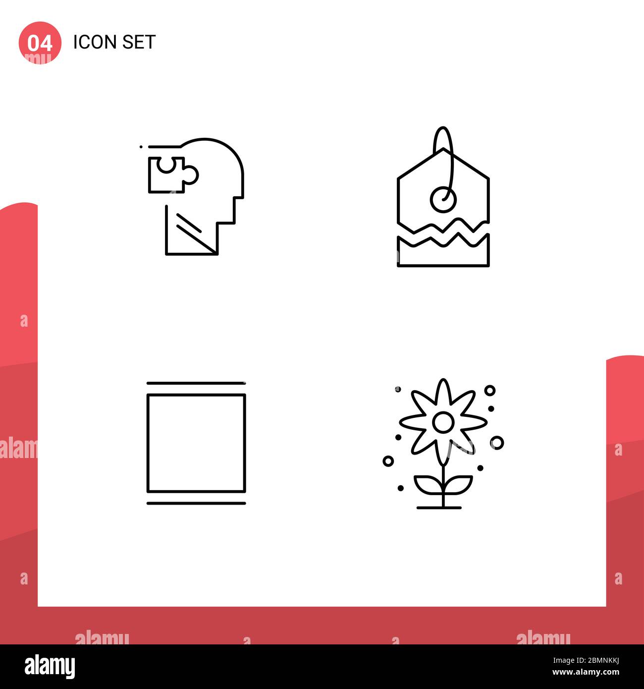 Mobile Interface Line Set of 4 Pictograms of human, instagram, puzzle, over, timeline Editable Vector Design Elements Stock Vector