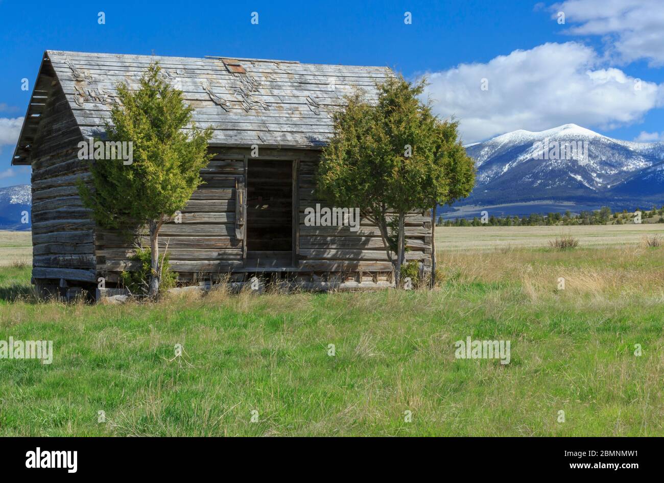 old cabin below mount baldy in the big belt mountains near townsend, montana Stock Photo
