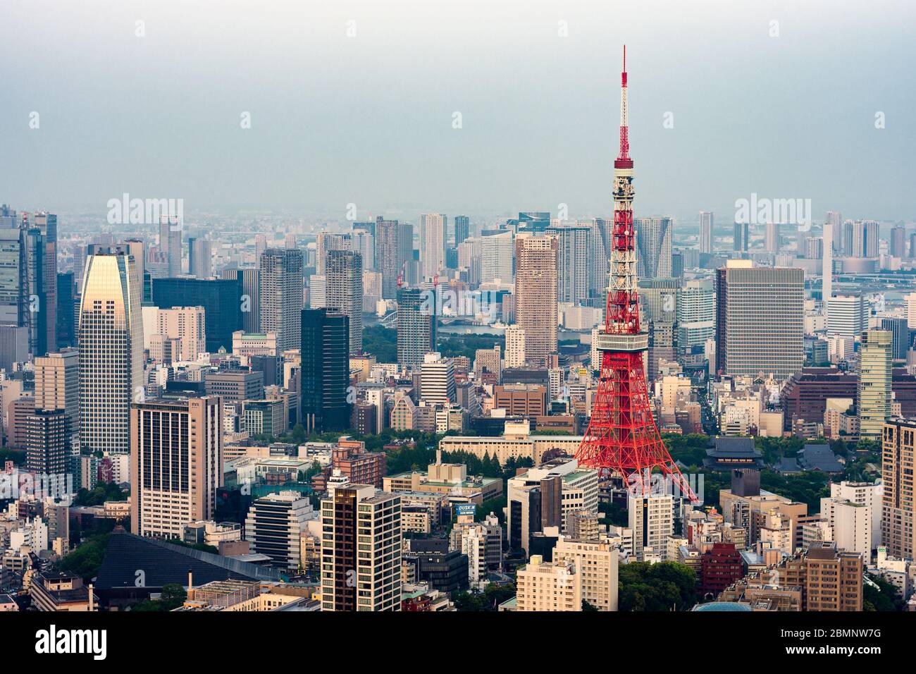 Tokyo / Japan - April 20, 2018: Tokyo Tower and Tokyo cityscape, view from the Roppongi Hills Stock Photo