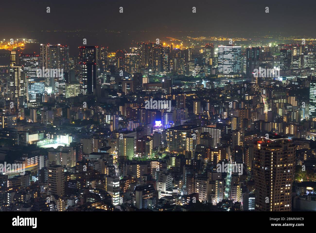 Tokyo urban cityscape at night, view from the Roppongi Hills Mori Tower observation deck Stock Photo