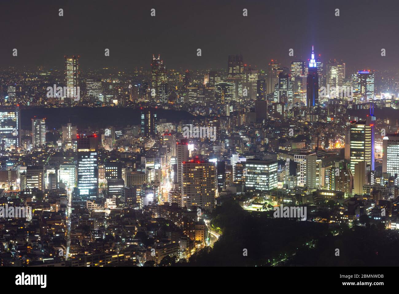 Tokyo urban cityscape at night, view from the Roppongi Hills Mori Tower observation deck Stock
