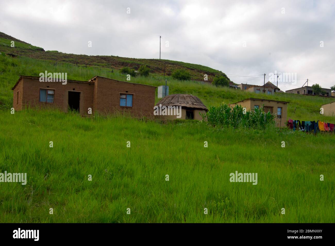 rural homestead in drakensberg mountains, kwazulu natal, south africa Stock Photo