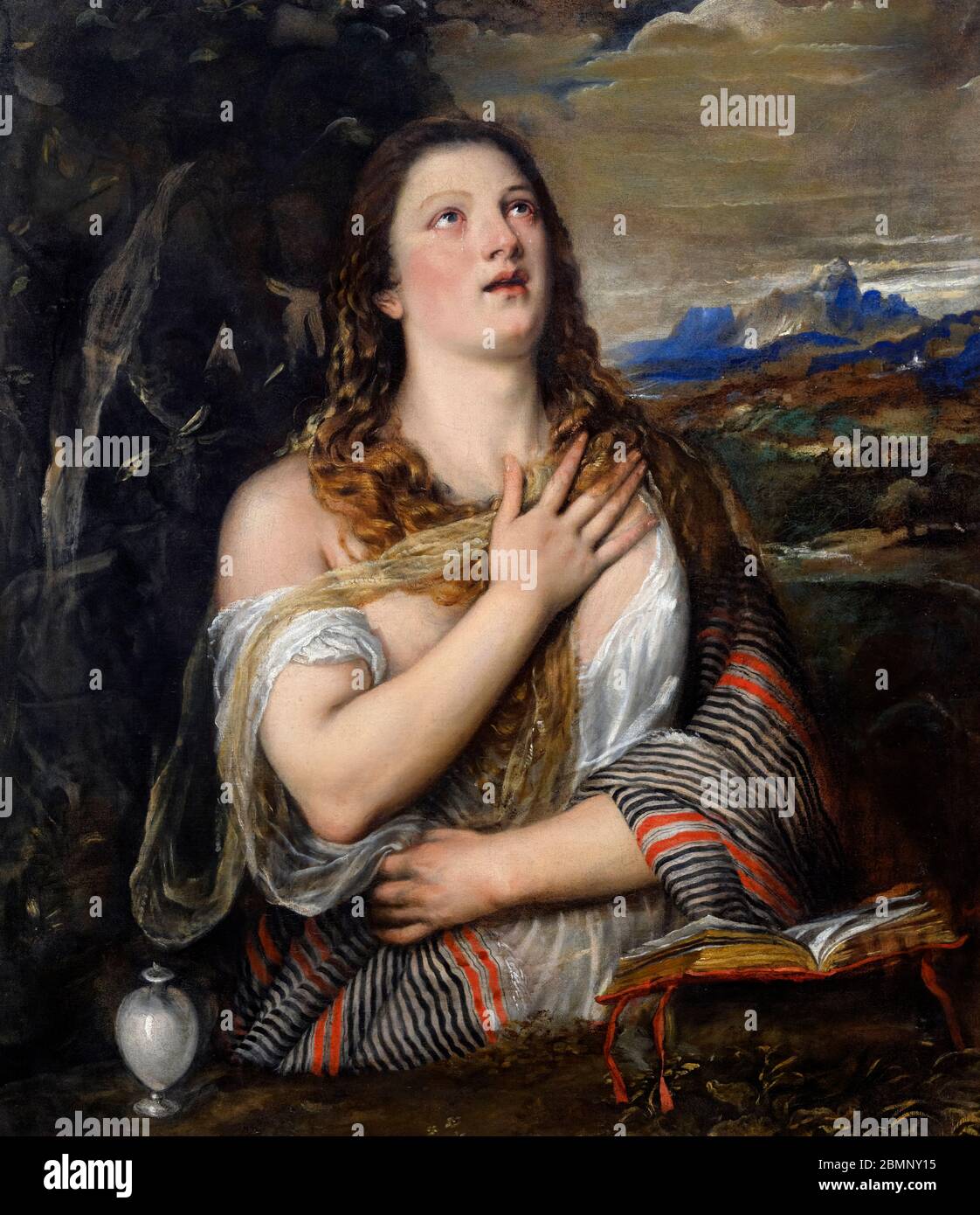 The Penitent Magdalen by Tiziano Vecellio (Titian - 1490-1576), oil on canvas, c.1555-65 Stock Photo