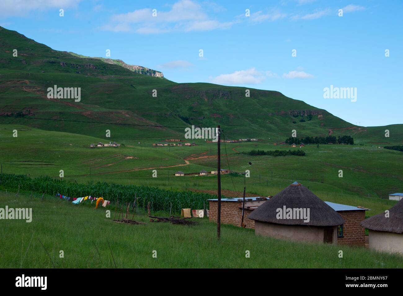 rural homestead in drakensberg mountains, kwazulu natal, south africa Stock Photo