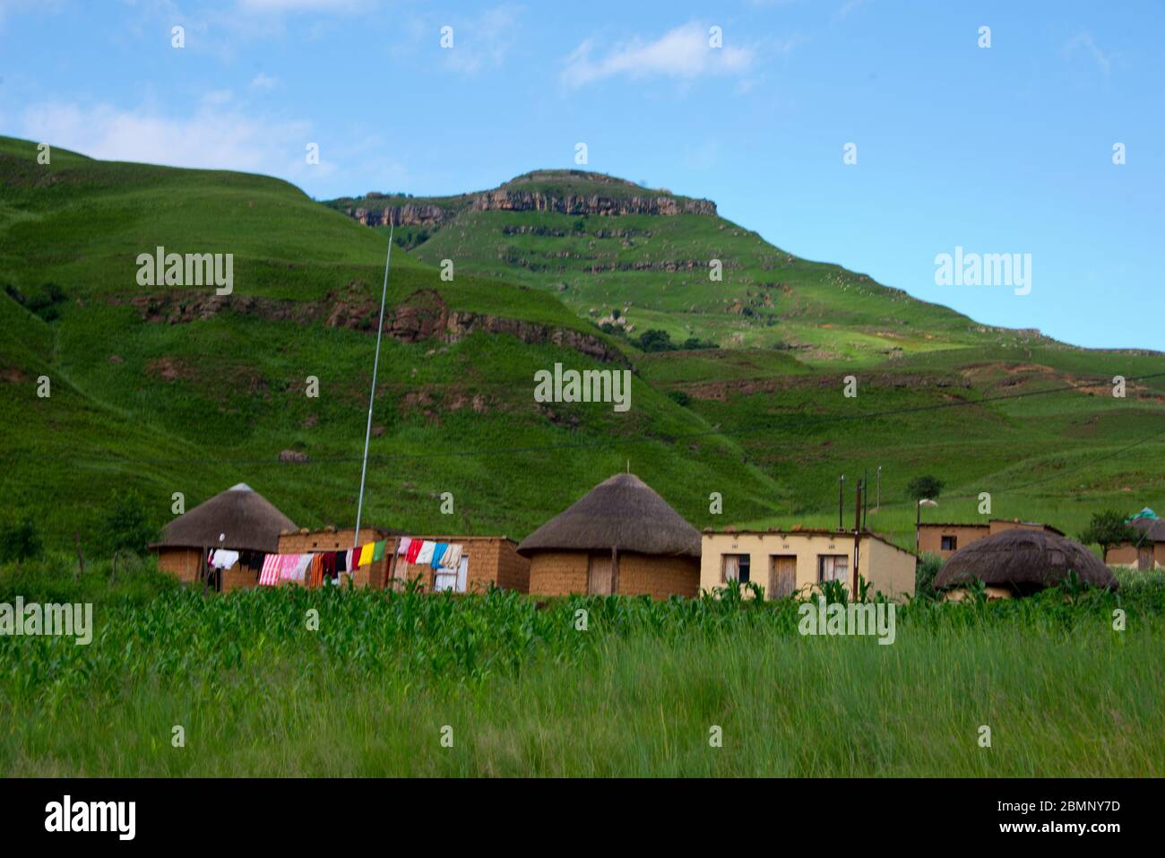 rural homestead in drakensberg mountains, kwazulu natal, south africa Stock Photo