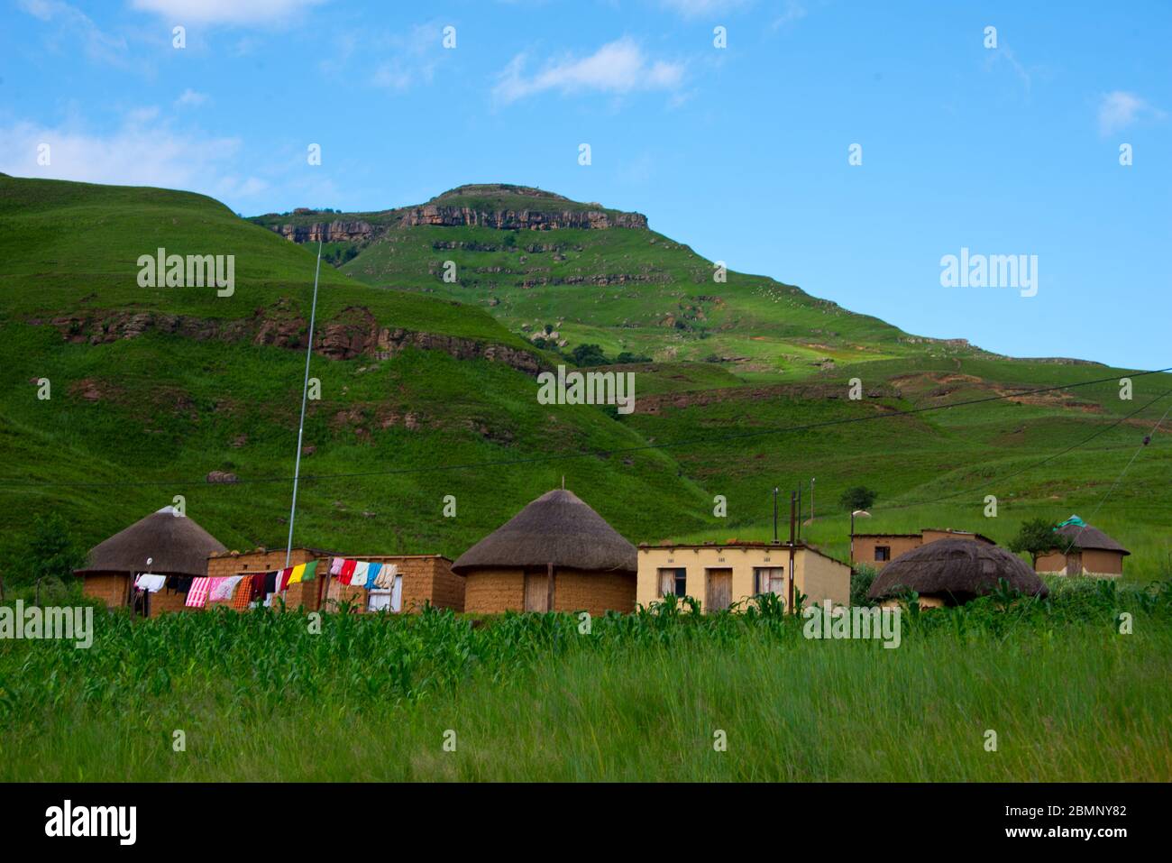 rural homestead in drakensberg mountains, kwazulu natal, south africa Stock Photo