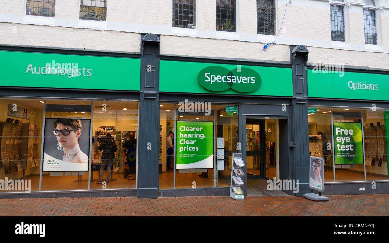 Worcester, United Kingdom - March 15 2020:  The frontage of Specsavers Opticians on Pump Street Stock Photo