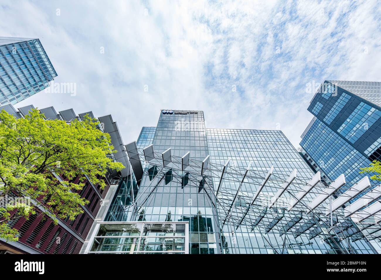 Amsterdam 29 September 2019 glass tower buildings in the financial center of the  city of Amsterdam in Holland the Netherlands called the Zuid-as and Stock Photo