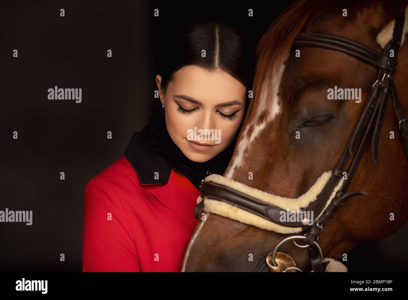 Sensual photo young woman rider and horse, concept of mutual understanding  of girl and animal, antistress therapy Stock Photo - Alamy