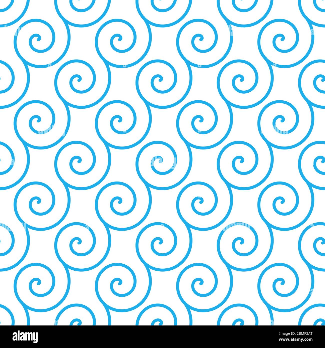 Blue swirl seamless retro pattern. Abstract spiral pattern. Stock ...