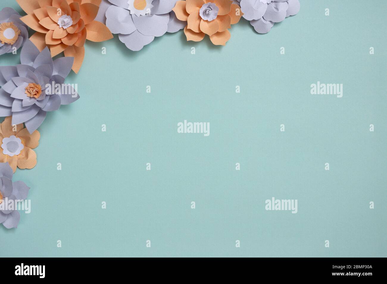 Flat Lay Frame Of Vintage Color Paper Flowers Design In Left Corner On Blue Background Top View Copy Space Floral Art Stock Photo Alamy Find images of art flower. https www alamy com flat lay frame of vintage color paper flowers design in left corner on blue background top view copy space floral art image356985786 html