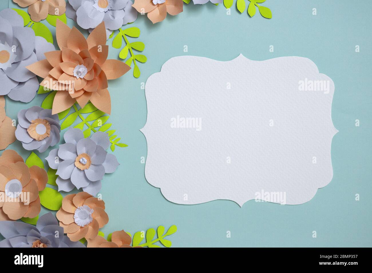 Flat Lay Of Vintage Card Frame Color Paper Flowers Design On Blue Background Top View Copy Space Floral Art Stock Photo Alamy More and more we are learning of many designers also using card weight papers for their projects. alamy