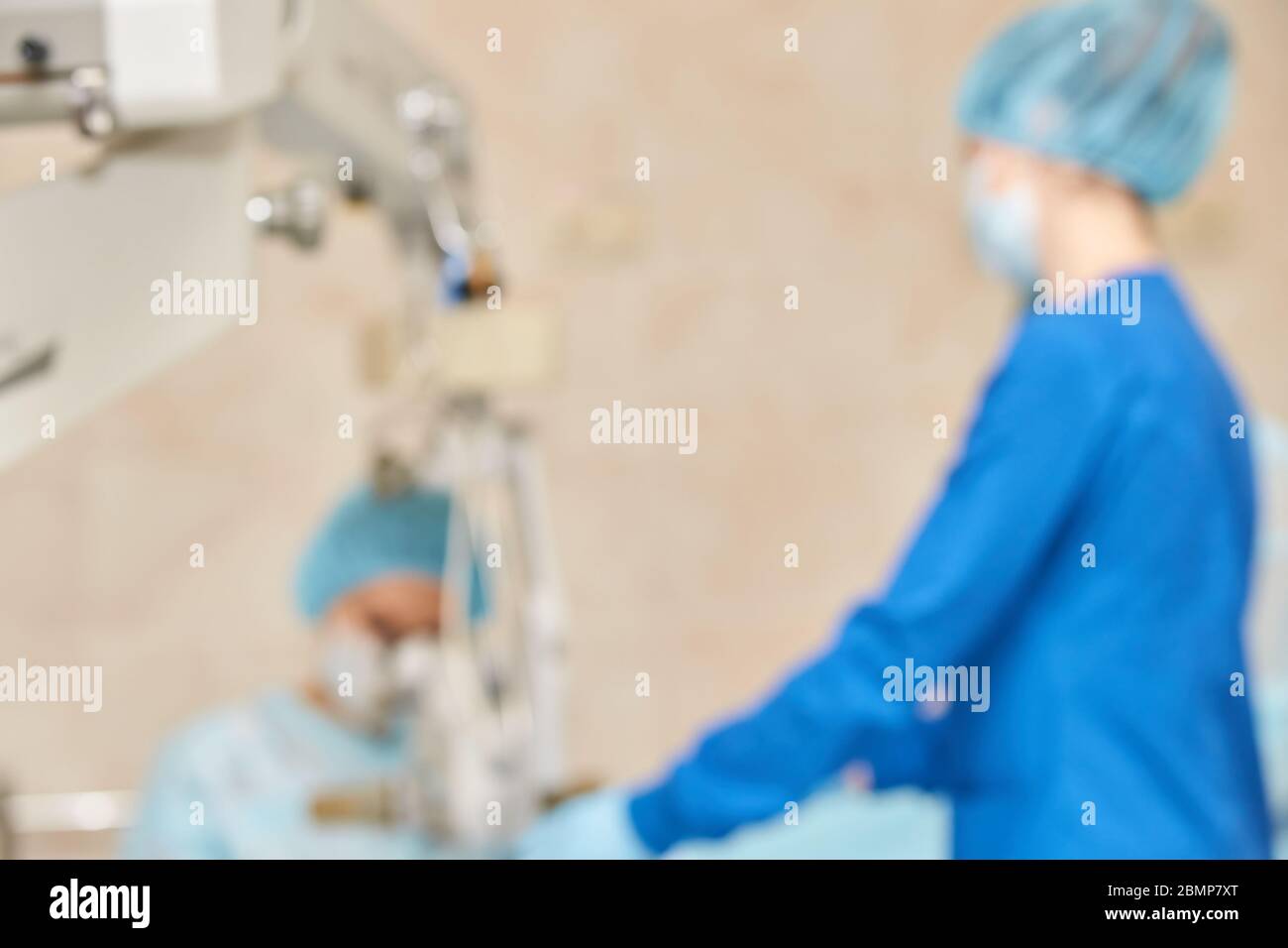 Ophthalmology laser microscope operation. Clinic room with doctor and parient Stock Photo Alamy