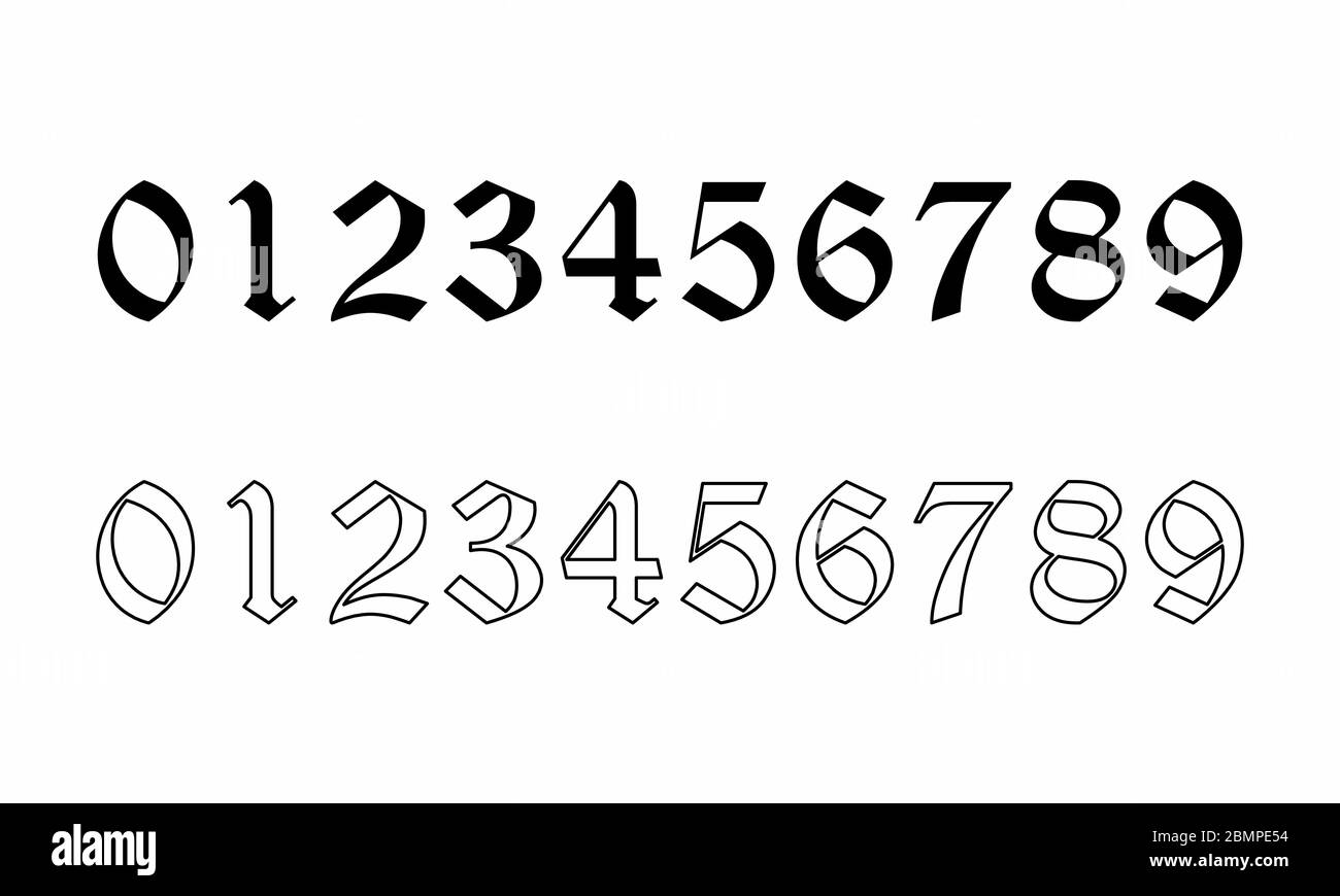 Old style numbers set Stock Vector