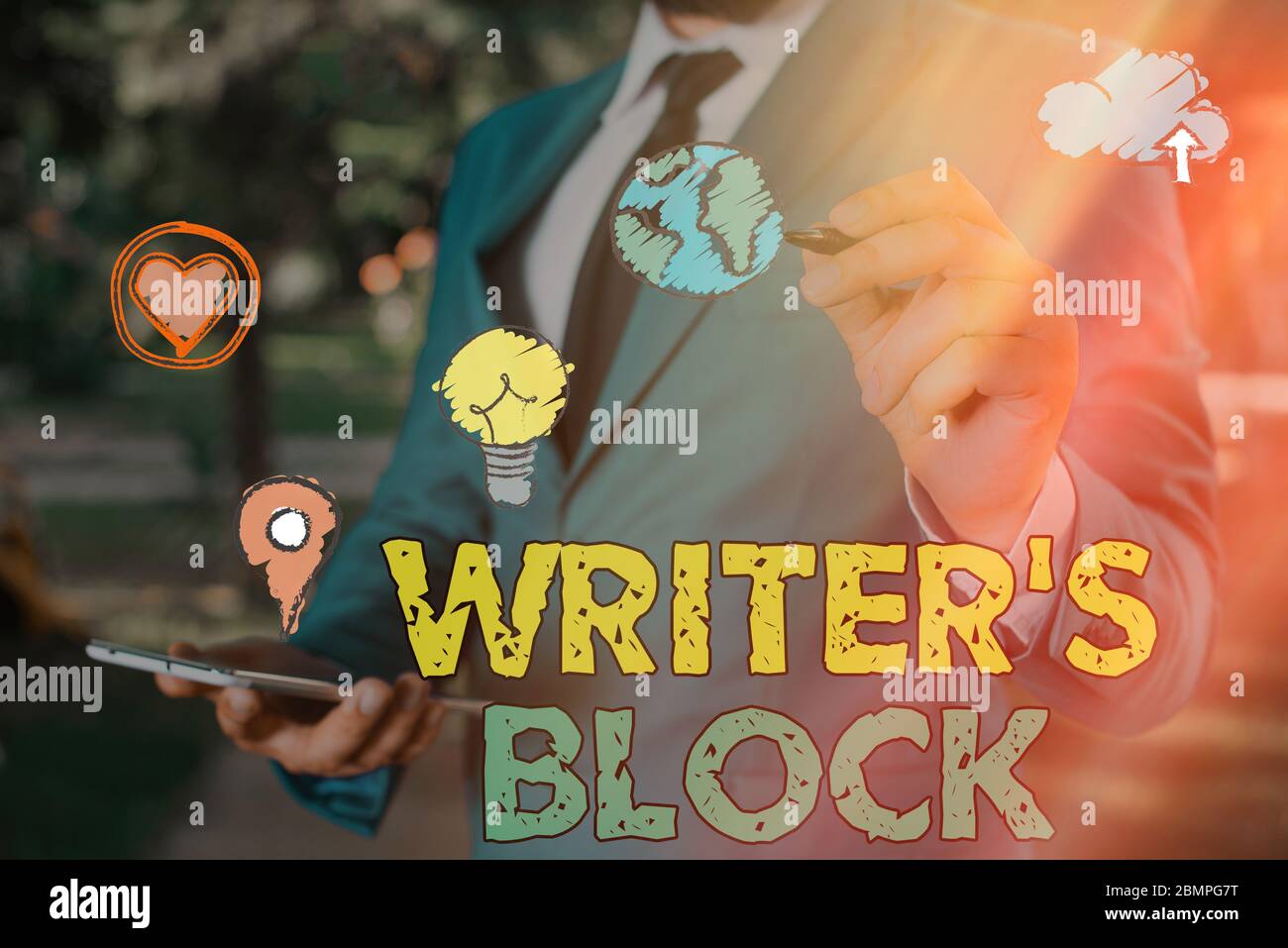 Writing note showing Writer S Block. Business concept for Condition of being unable to think of what to write Stock Photo