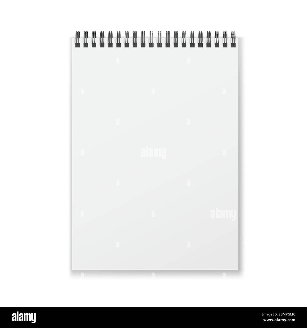 Blank closed realistic spiral notepad mockup isolated on white ...