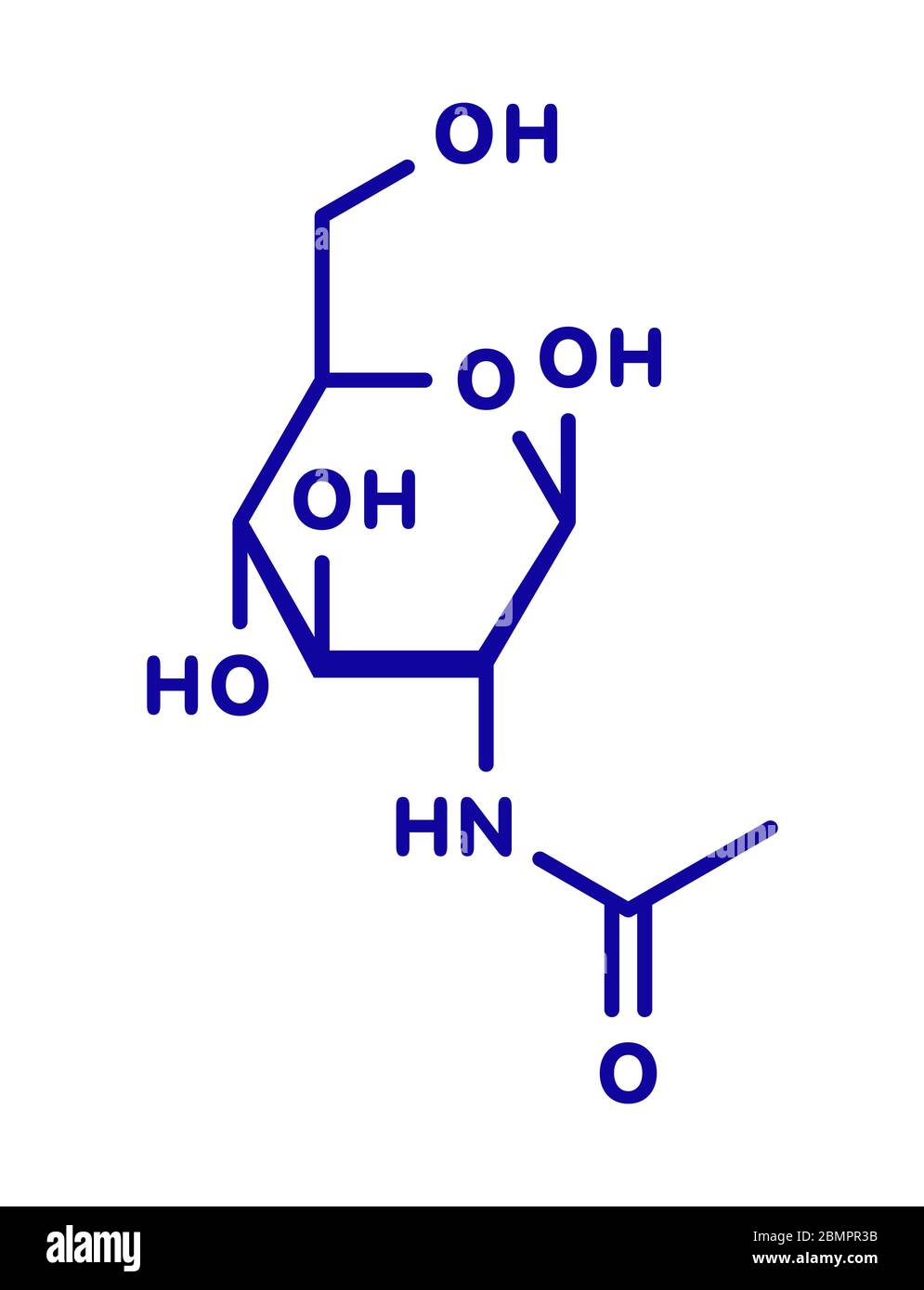 N-Acetylglucosamine (NAG) food supplement molecule. Skeletal formula. Stock Photo
