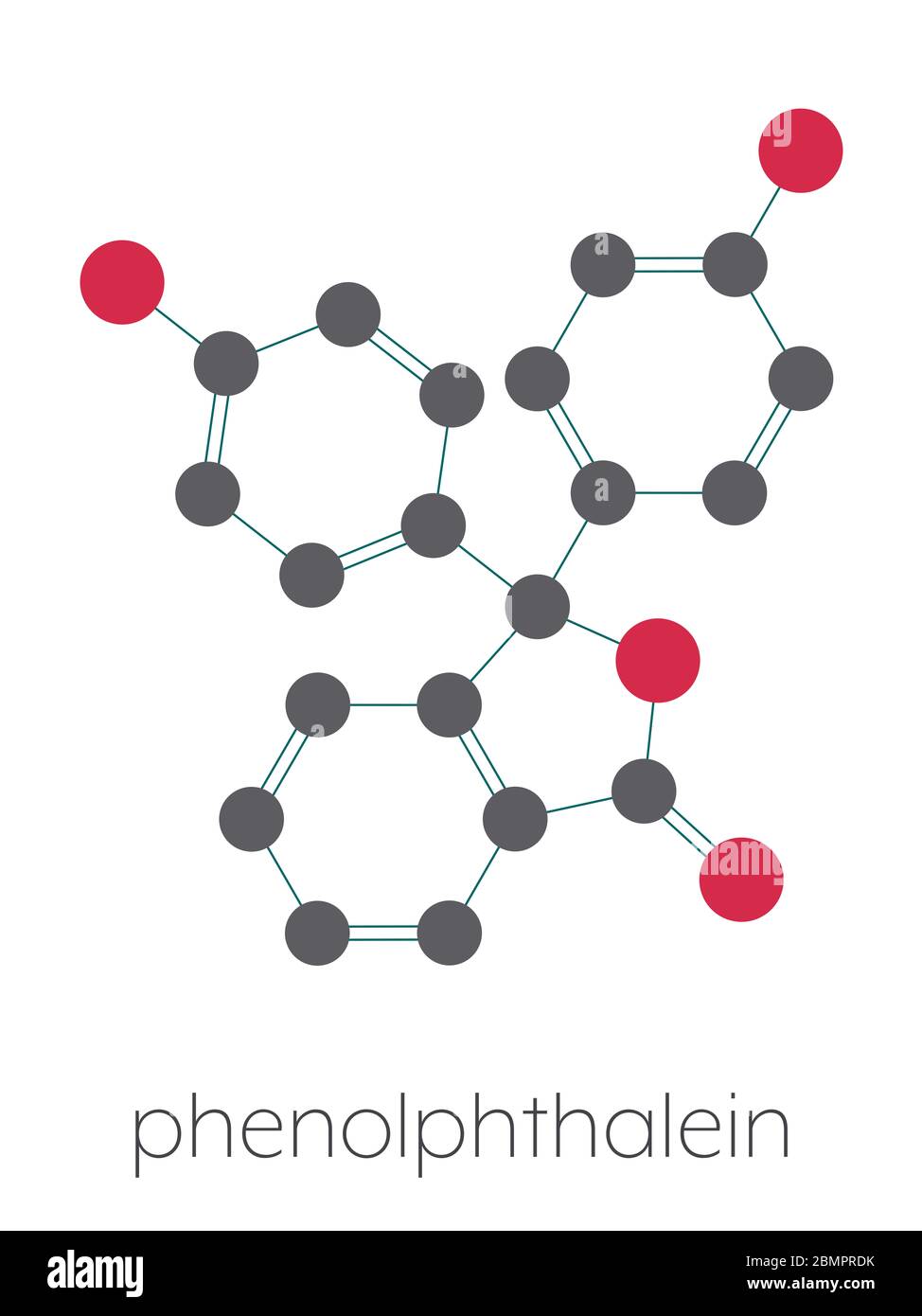 Phenolphthalein indicator molecule. Used in acid base titrations and as