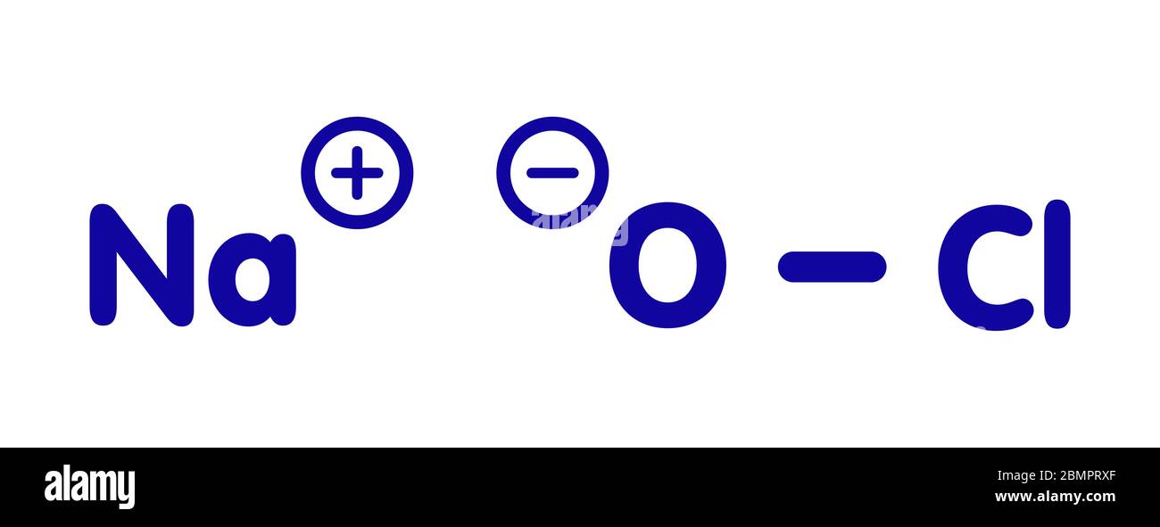 Sodium hypochlorite (NaClO) molecule. Liquid bleach consists of sodium