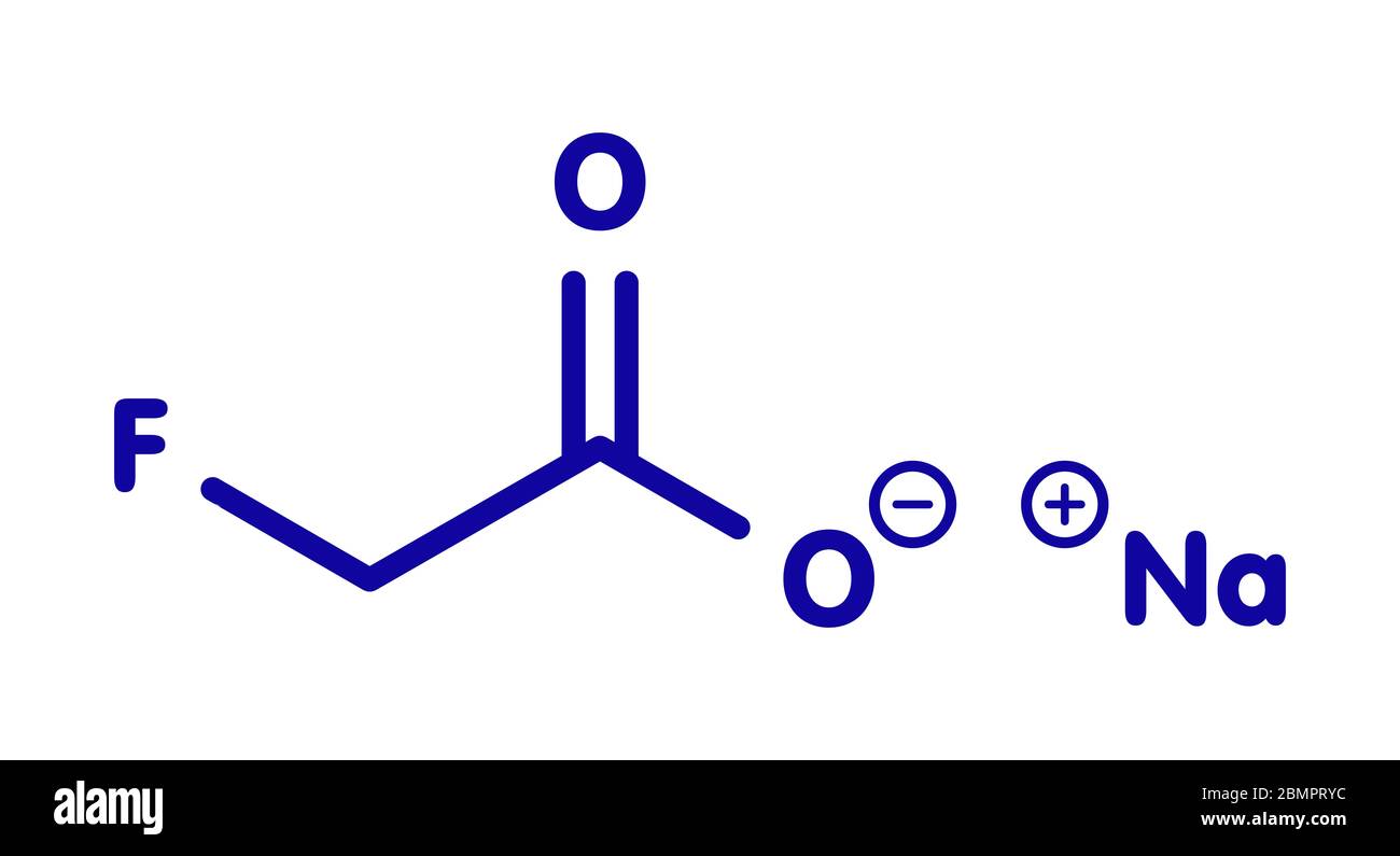 Sodium fluoroacetate pesticide (1080), chemical structure. Skeletal formula. Stock Photo