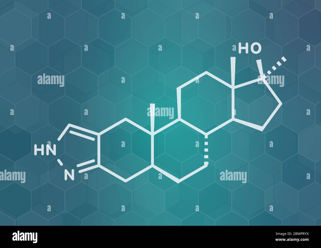 Stanozolol anabolic steroid drug, chemical structure. Skeletal formula ...