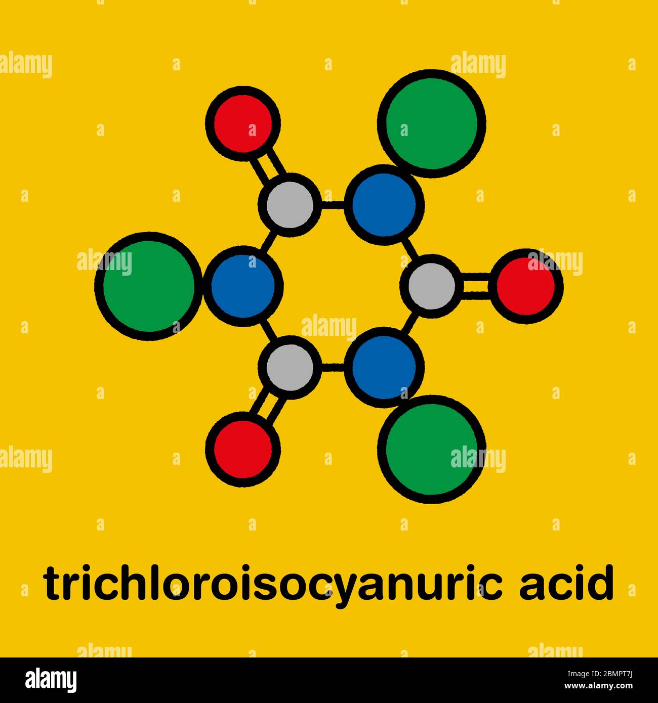 Trichloroisocyanuric acid (TCCA) molecule. Used as swimming pool ...
